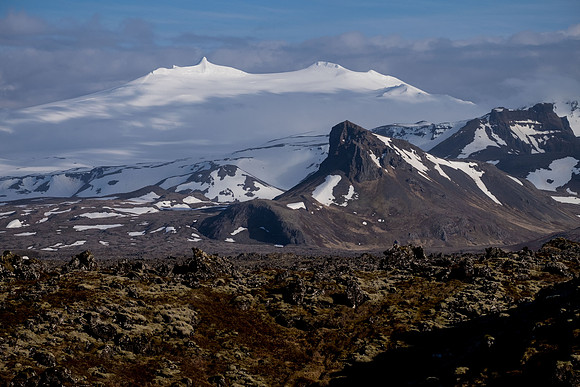 Lava Rocks and Glacier